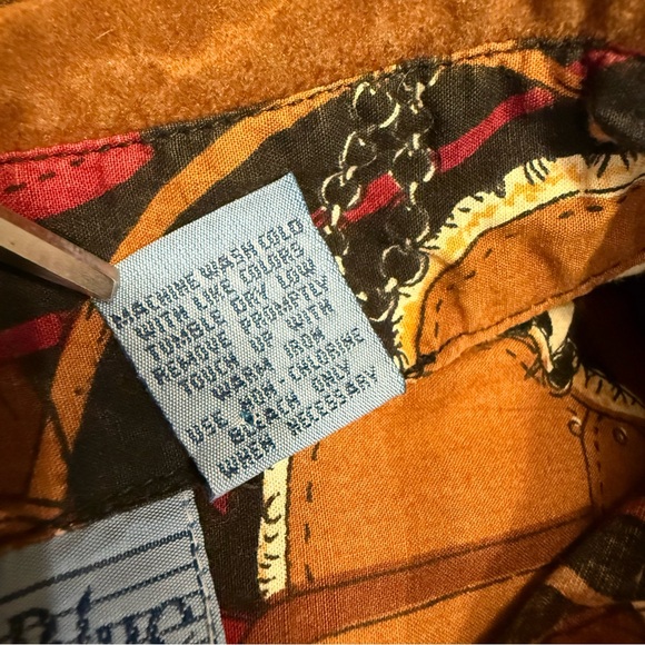 Vtg 90s Rhythm Blue Equestrian Shirt Fx Velvet Collar Horse Saddle Horn Print XL - Picture 9 of 15